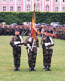 Viele Schaulustige wohnten am 11. Mai 1999 der Abschiedsparade der französischen Regimenter im Palastgarten bei. Viele Schaulustige wohnten am 11. Mai 1999 der Abschiedsparade der französischen Regimenter im Palastgarten bei.